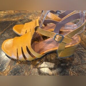 Miz Mooz Mustard Yellow Strappy Block Heel Sandals